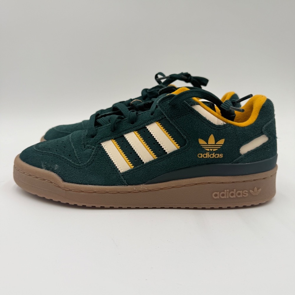 Adidas Originals Men's Size 10 Forum Low CL Suede Shoes Green Yellow JQ2656 NEW